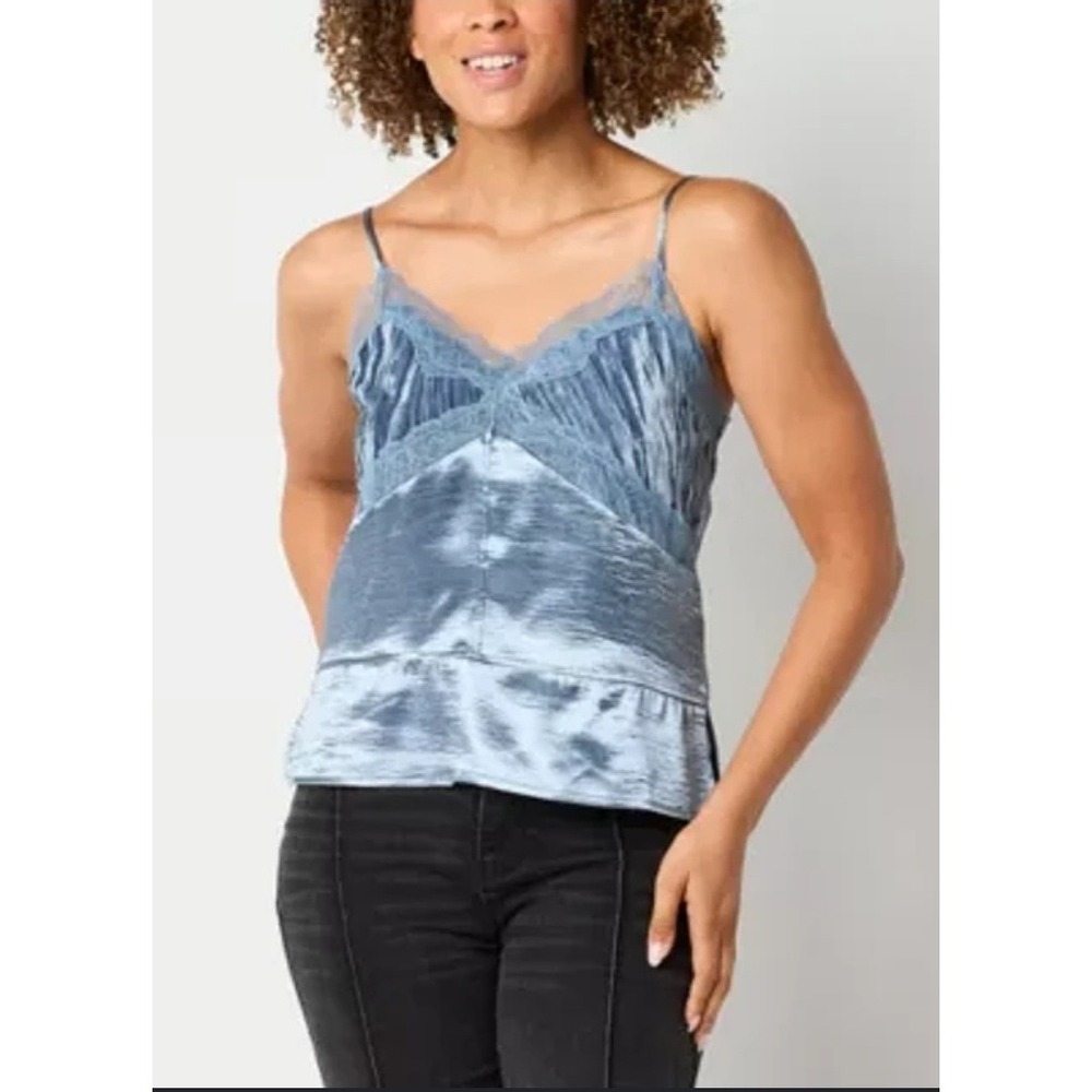 Y2K Icy Blue Dollcore Velvet Lace Cami Top‎ Size 2XL Layer Romantic Feminine NWT